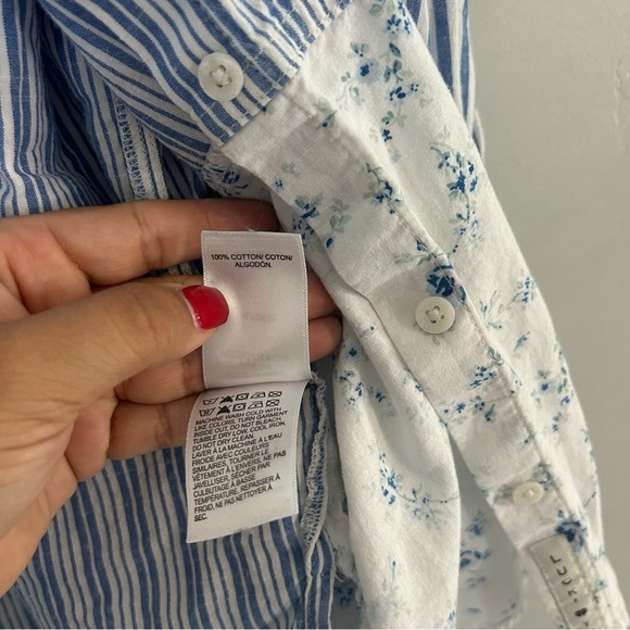 Lucky Brand Laura Ashley Blue Floral Print Mix Boyfriend Button Up Shirt - Picture 4 of 7